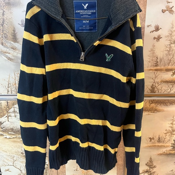 American Eagle Outfitters Other - American Eagle Outfitters Men's Black and Yellow Striped Sweater
